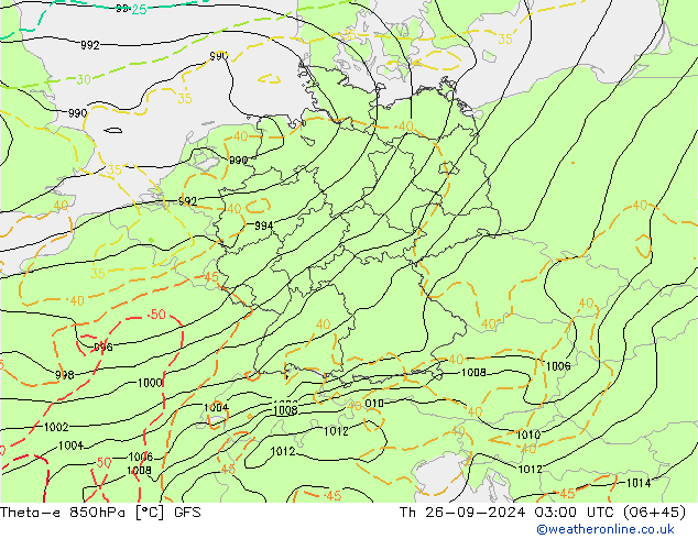 Theta-e 850hPa GFS  26.09.2024 03 UTC