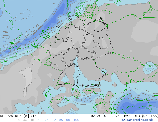 RV 925 hPa GFS ma 30.09.2024 18 UTC