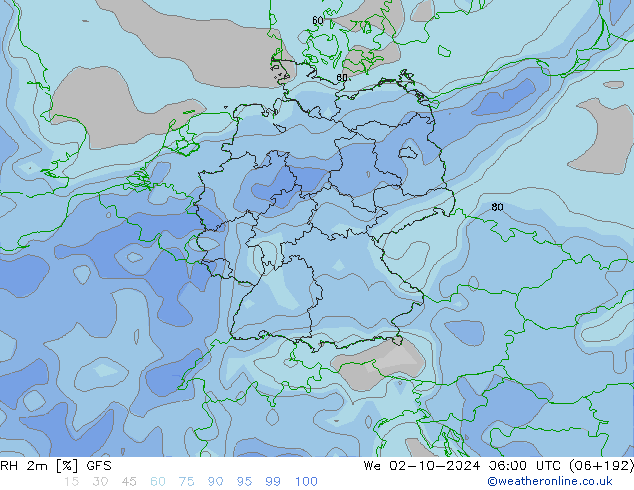 RH 2m GFS mer 02.10.2024 06 UTC