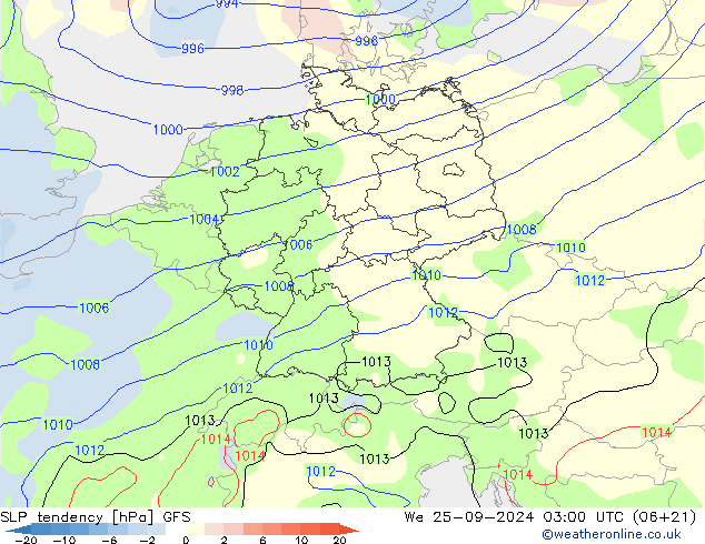 SLP tendency GFS St 25.09.2024 03 UTC