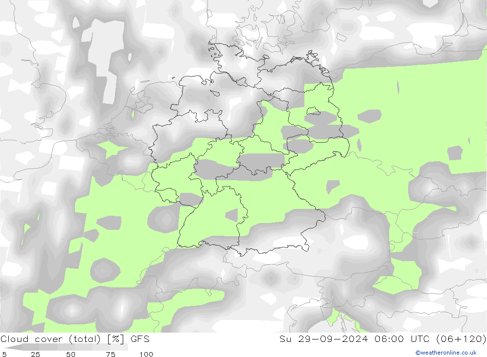 nuvens (total) GFS Dom 29.09.2024 06 UTC