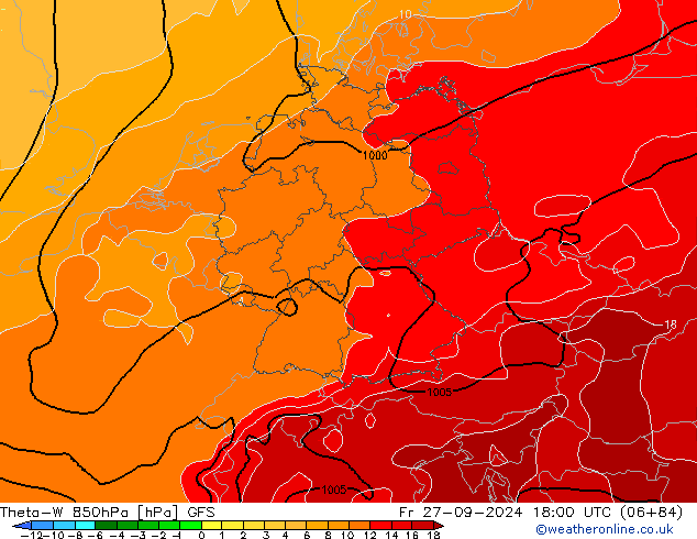 Theta-W 850hPa GFS Fr 27.09.2024 18 UTC