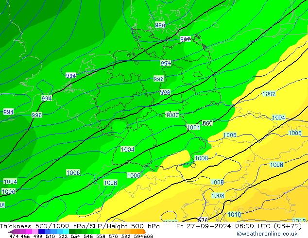 Thck 500-1000hPa GFS  27.09.2024 06 UTC