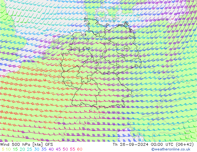 Wind 500 hPa GFS Th 26.09.2024 00 UTC