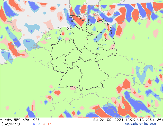 V-Adv. 850 hPa GFS Paz 29.09.2024 12 UTC