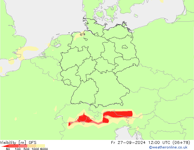 Visibilité GFS ven 27.09.2024 12 UTC