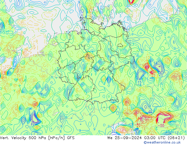 Vert. Velocity 500 hPa GFS Září 2024