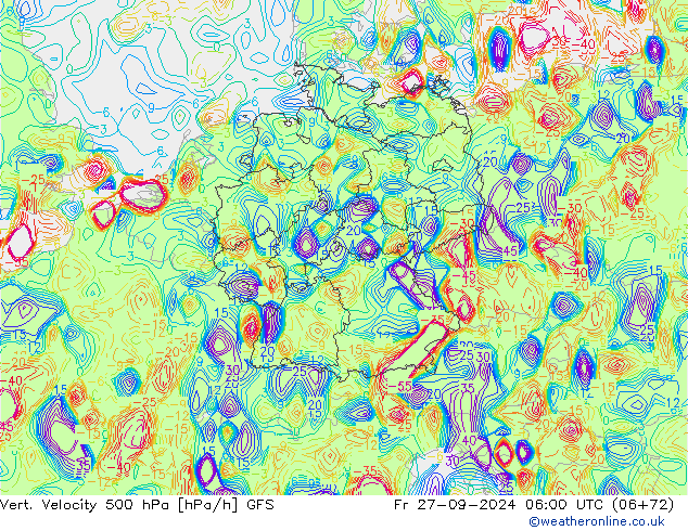 Vert. Velocity 500 hPa GFS pt. 27.09.2024 06 UTC