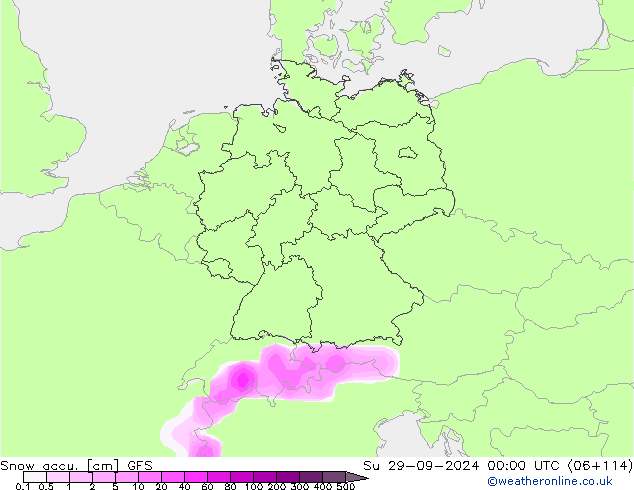 Snow accu. GFS nie. 29.09.2024 00 UTC