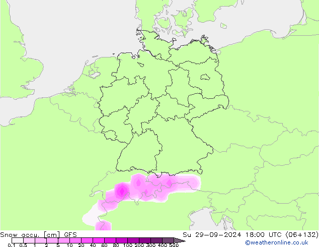 Snow accu. GFS Su 29.09.2024 18 UTC