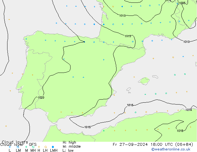 Chmura warstwa GFS pt. 27.09.2024 18 UTC