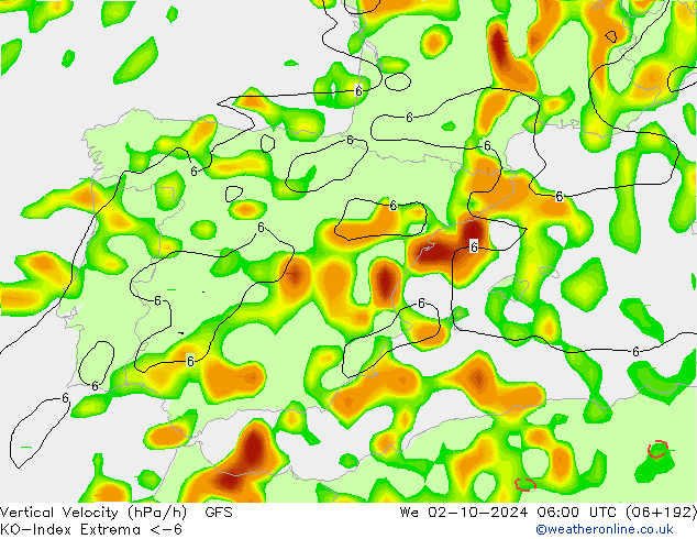 Convection-Index GFS Qua 02.10.2024 06 UTC