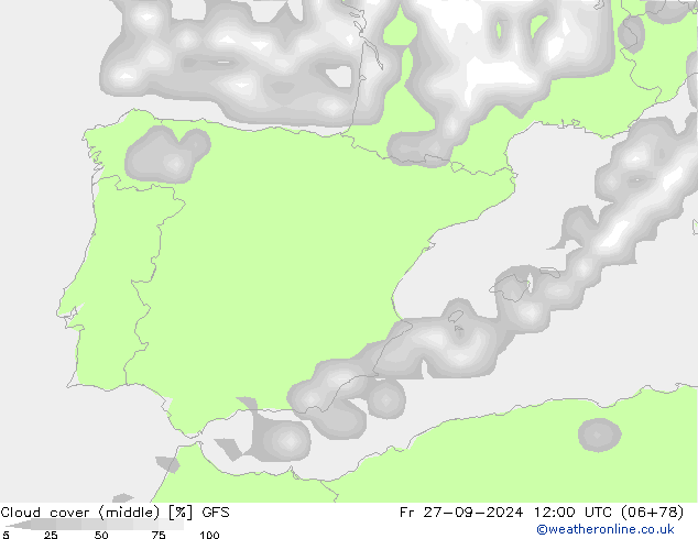 Wolken (mittel) GFS Fr 27.09.2024 12 UTC