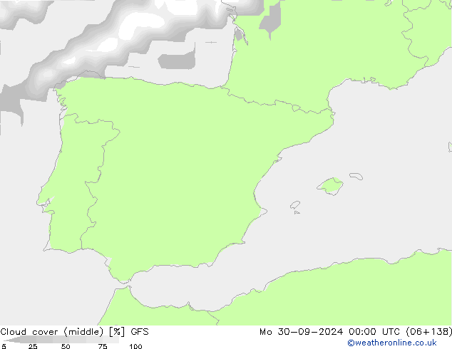 Bulutlar (orta) GFS Pzt 30.09.2024 00 UTC