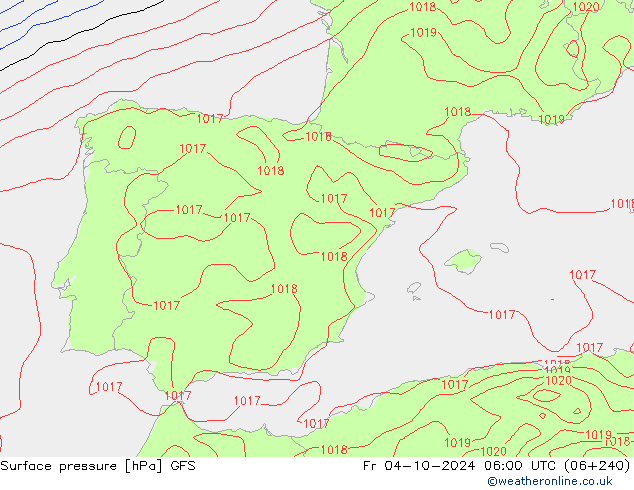 ciśnienie GFS pt. 04.10.2024 06 UTC