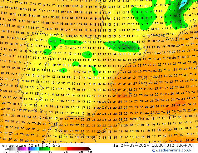 Temperatura (2m) GFS Setembro 2024