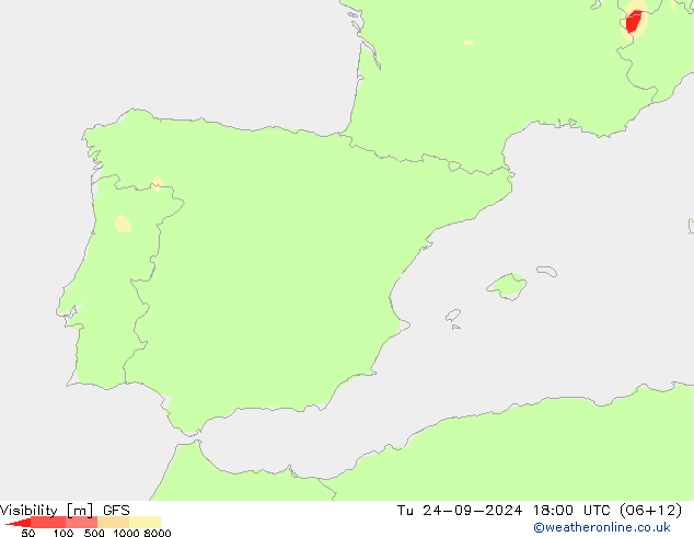 Visibility GFS Tu 24.09.2024 18 UTC