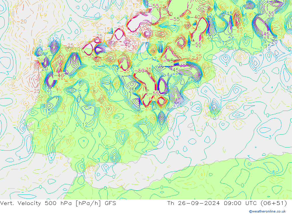 Vert. Velocity 500 hPa GFS Qui 26.09.2024 09 UTC