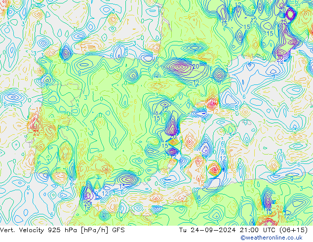 Vert. Velocity 925 hPa GFS Di 24.09.2024 21 UTC