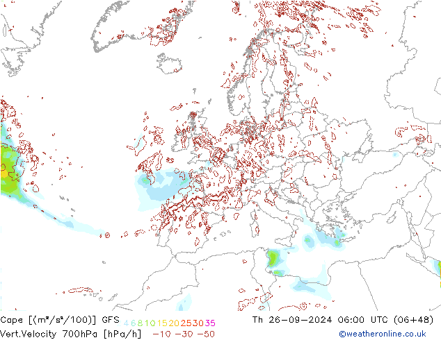 Cape GFS Čt 26.09.2024 06 UTC