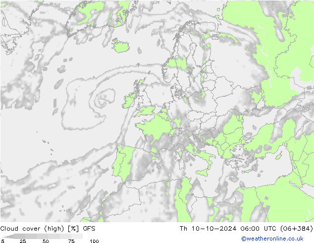 Bulutlar (yüksek) GFS Per 10.10.2024 06 UTC