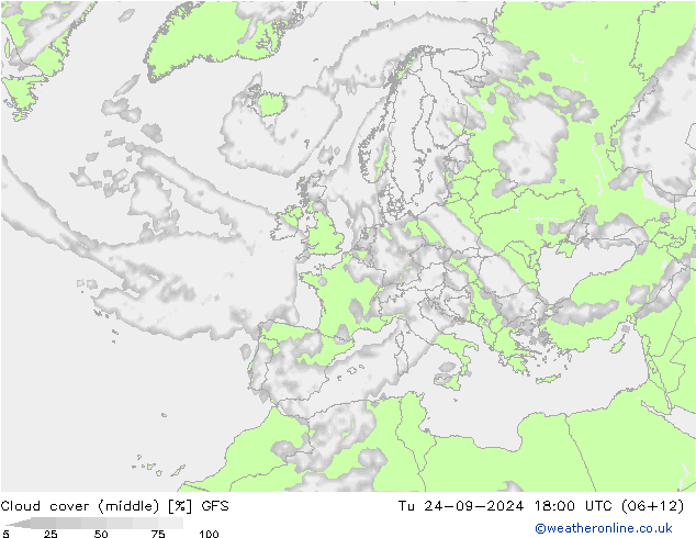 Bewolking (Middelb.) GFS di 24.09.2024 18 UTC