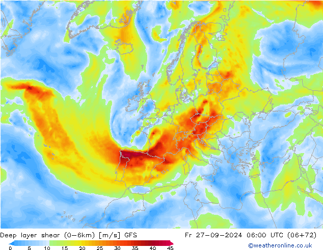 Deep layer shear (0-6km) GFS Eylül 2024