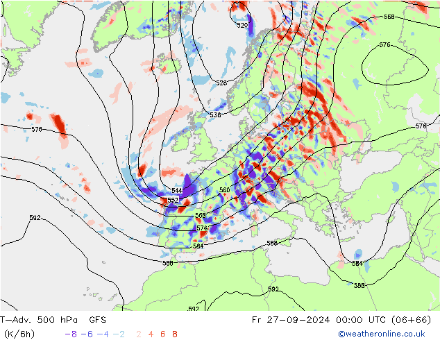 T-Adv. 500 hPa GFS Fr 27.09.2024 00 UTC