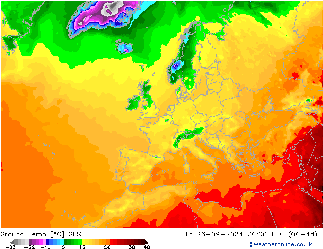 Ground Temp GFS Th 26.09.2024 06 UTC