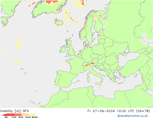 Visibilidad GFS vie 27.09.2024 12 UTC