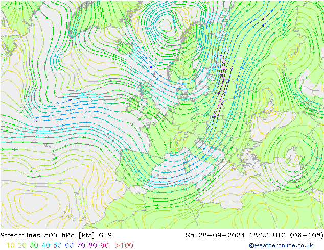  500 hPa GFS  28.09.2024 18 UTC