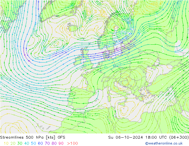  500 hPa GFS  06.10.2024 18 UTC