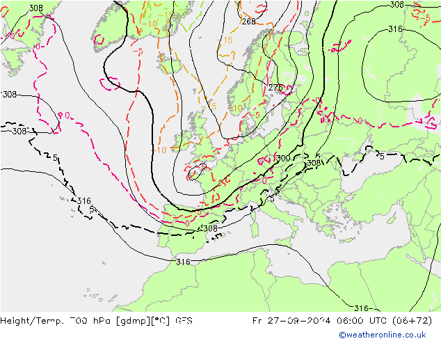 Height/Temp. 700 hPa GFS  27.09.2024 06 UTC