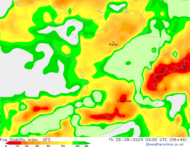 Fog Stability Index GFS Th 26.09.2024 03 UTC