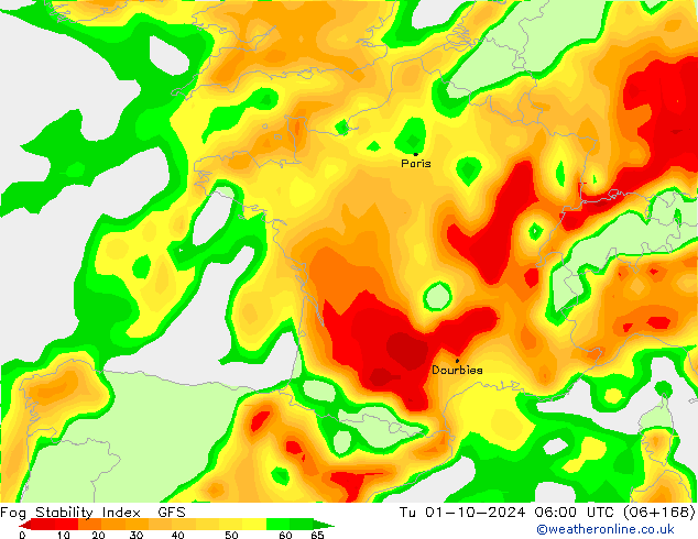 Fog Stability Index GFS Di 01.10.2024 06 UTC