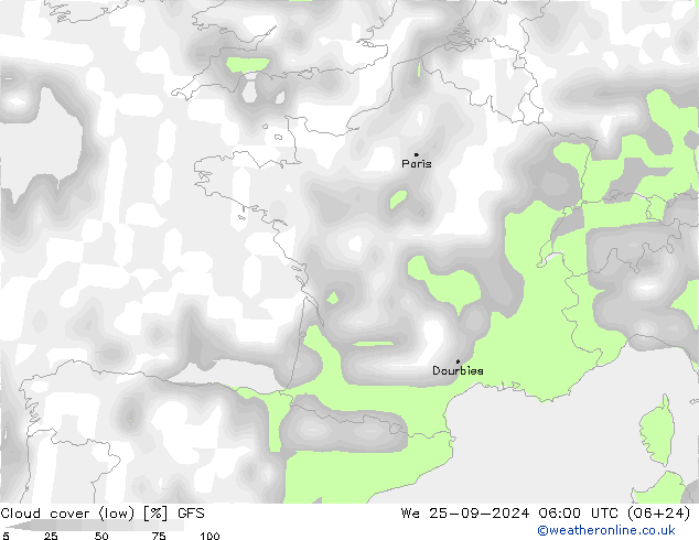 nízká oblaka GFS St 25.09.2024 06 UTC