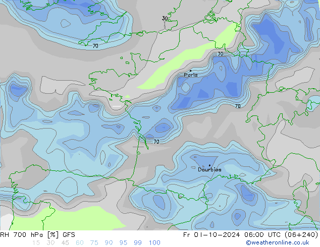 RH 700 hPa GFS  04.10.2024 06 UTC