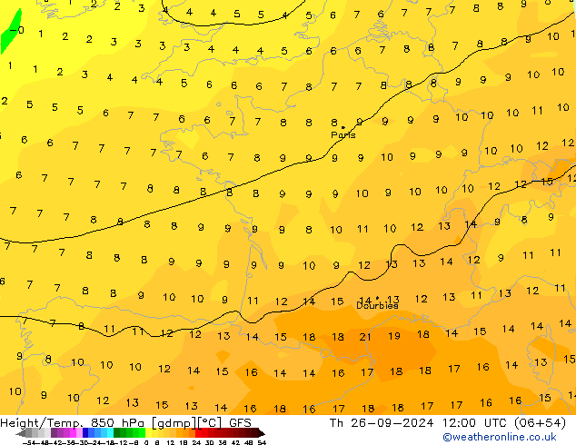 Z500/Rain (+SLP)/Z850 GFS czw. 26.09.2024 12 UTC