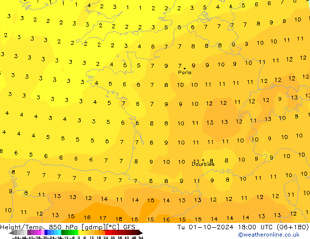 Z500/Regen(+SLP)/Z850 GFS di 01.10.2024 18 UTC