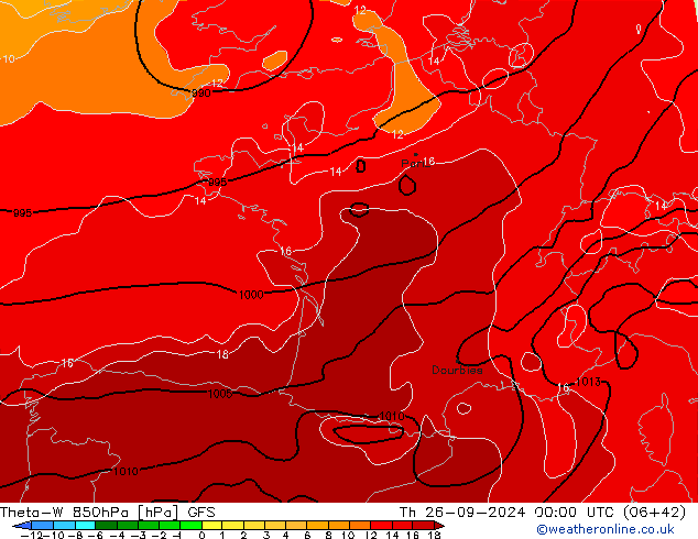 Theta-W 850hPa GFS Th 26.09.2024 00 UTC