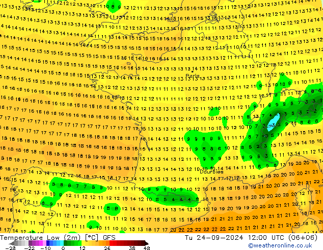 Min.  (2m) GFS  24.09.2024 12 UTC