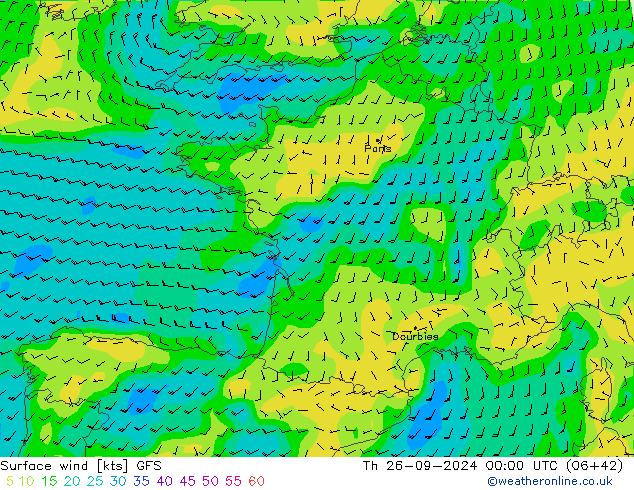 Surface wind GFS Th 26.09.2024 00 UTC