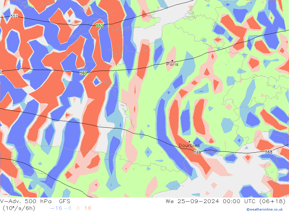 V-Adv. 500 hPa GFS Mi 25.09.2024 00 UTC