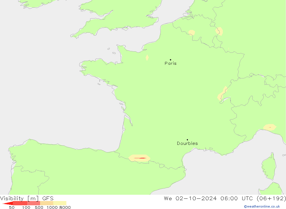Visibility GFS We 02.10.2024 06 UTC