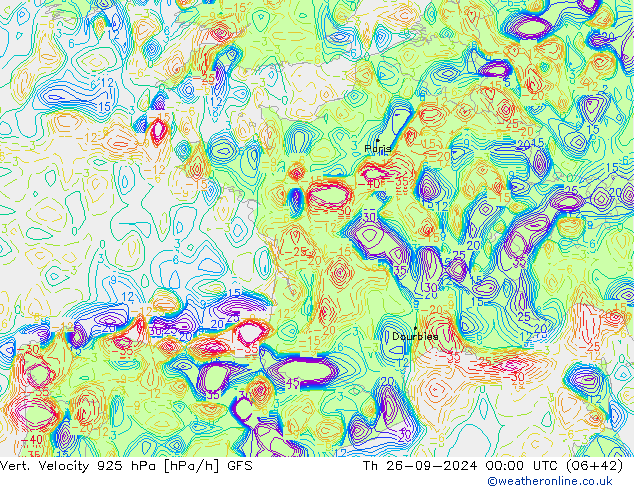 Vert. Velocity 925 hPa GFS Th 26.09.2024 00 UTC