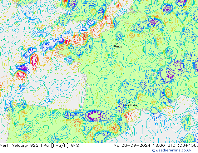 Vert. Velocity 925 hPa GFS  30.09.2024 18 UTC