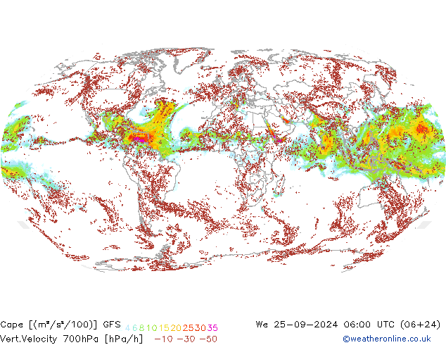 Cape GFS Çar 25.09.2024 06 UTC