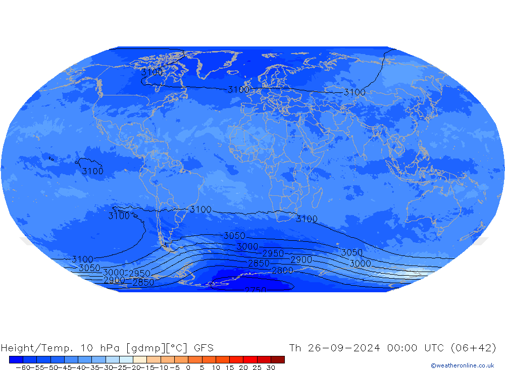 Yükseklik/Sıc. 10 hPa GFS Per 26.09.2024 00 UTC