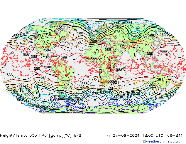 Z500/Rain (+SLP)/Z850 GFS Fr 27.09.2024 18 UTC