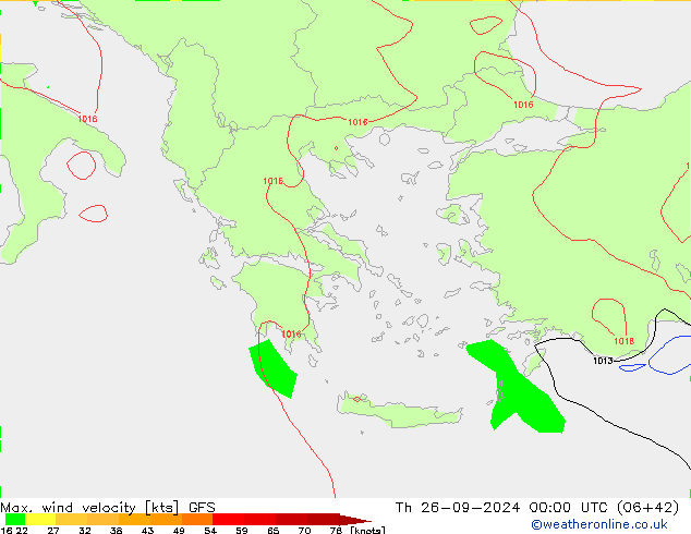 Max. wind velocity GFS jeu 26.09.2024 00 UTC